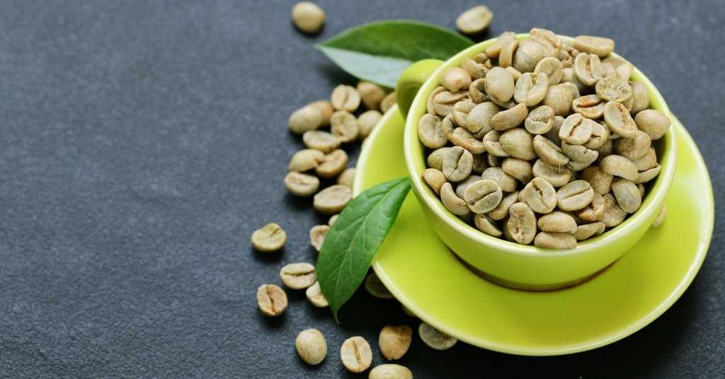 cup of green coffee beans